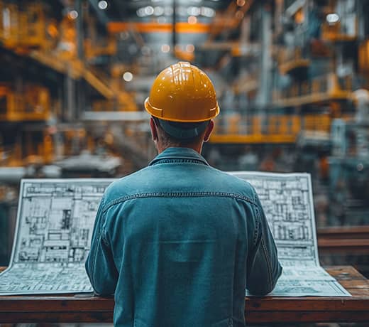 Homme dans un entrepôt industriel