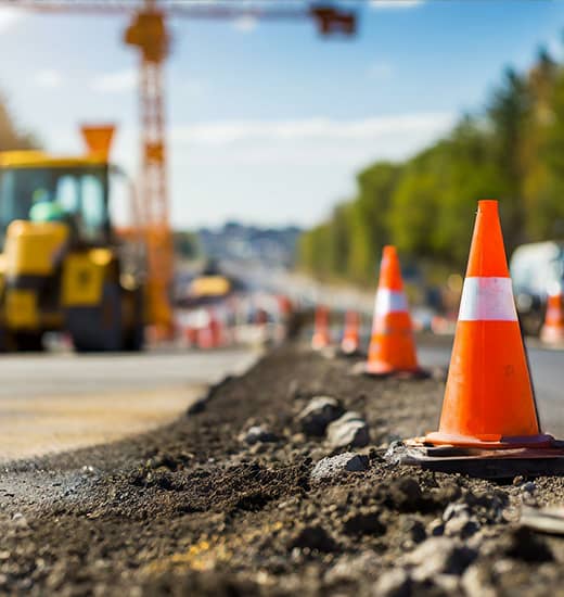 Chantier de construction d'une route